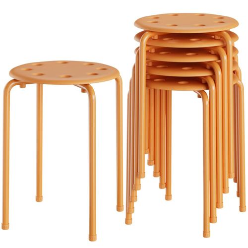 Taburetes apilables VECELO de 6 piezas altura estándar 45 cm color naranja