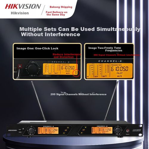 Micrófono HIKVISION UHF inalámbrico doble con bocina y clip