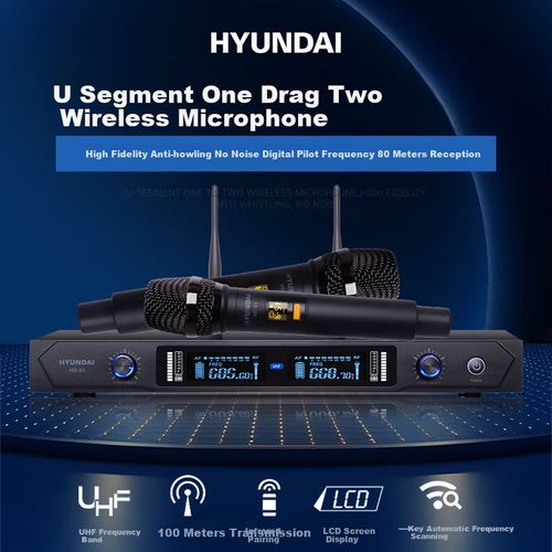 Micrófono HYUNDAI HD01 Inalámbrico UHF Negro