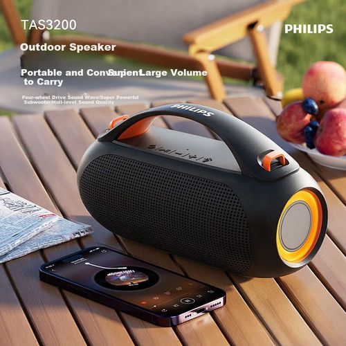 Bocina PHILIPS TAS3200 Bluetooth portátil negra resistente al agua