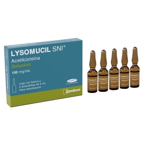 LYSOMUCIL SNI 100 MG/3 ML ACETILCISTEÍNA NEBULIZACIÓN 5 AMPOLLETAS