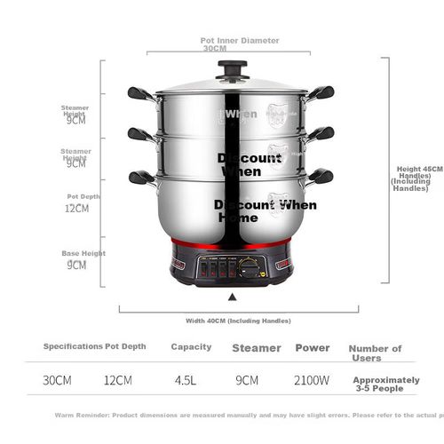 Olla Eléctrica Hui Dang Jia G32-30 5L Acero Inoxidable 304