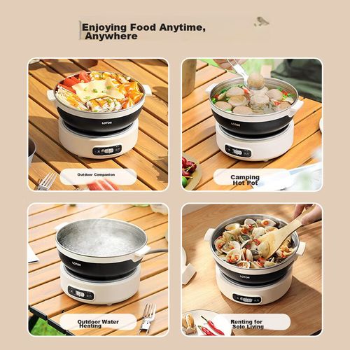 Olla Eléctrica LOTOR FT-G01 1.2L Acero Inoxidable Blanco Plegable