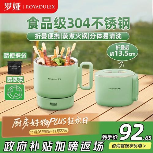 Olla Eléctrica Royalty Line 1.2L Acero Inoxidable Verde Plegable Multifuncional