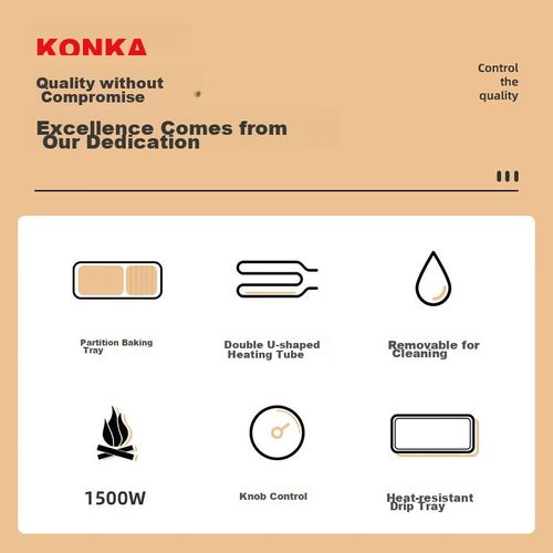 Parrilla Eléctrica KONKA KEG-W1503 1500W Placa Hierro Sin Humo