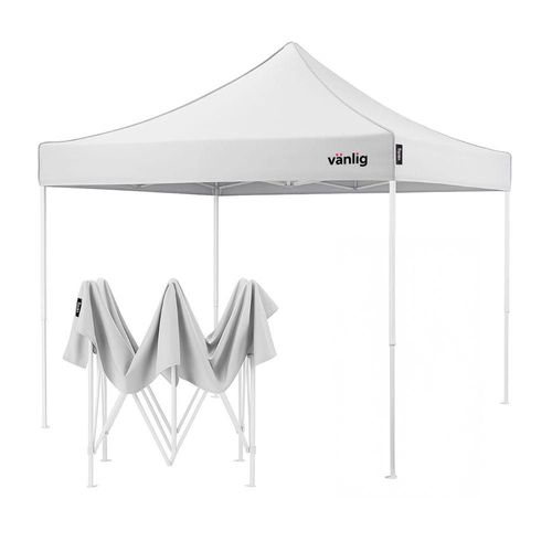 Toldo 3x3 Plegable Retractil Americano Vanlig Con Protección UV Compacto Multifuncional Gazebo Fiesta Blanco