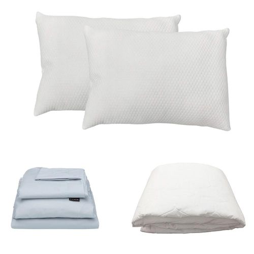 Protector Ultra Spring Air Queen Size+ Sabanas Softy Platino+ Almohada Frosty 2 CZD