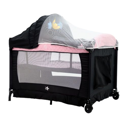 Cuna Corral Para Bebé Starkids Galaxis Portátil Cambiador Rosa
