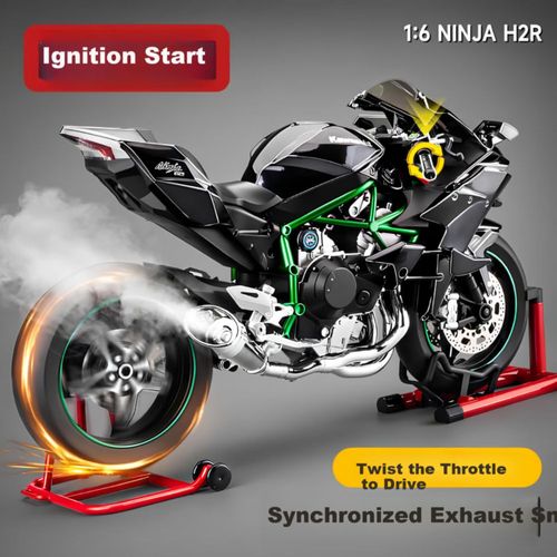 Motocicleta de aleación H2R a escala 1/6 con sonido y luz.