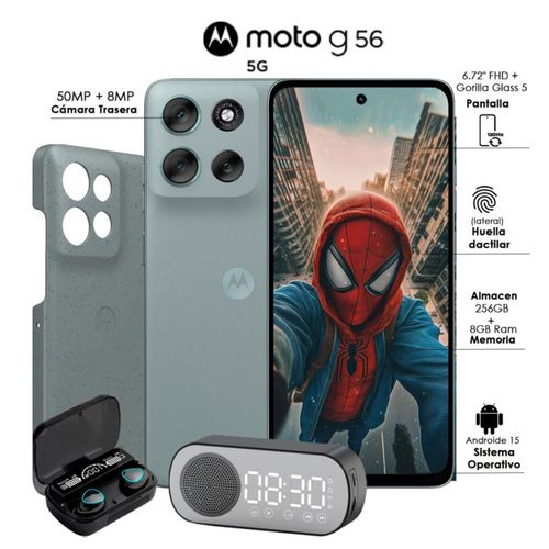 Motorola Moto G56 5G 8GB RAM 256GB Dual sim Gris con Bocina y Audifonos inalámbricos