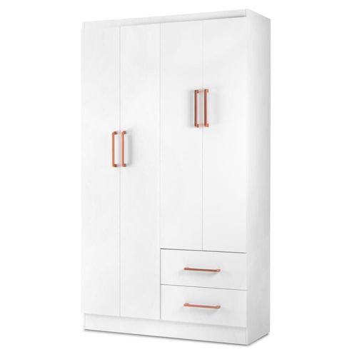 Ropero closet armario ropa de madera 4 puertas y 2 cajones blanco