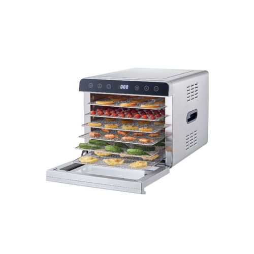 Deshidratador de alimentos Rhino, 6 charolas de acero inoxidable, 700W de potencia, panel táctil, DESALI-6