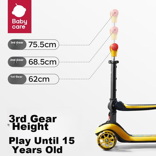 Scooter 3 en 1 con Ruedas LED para Niños 1.5+ Amarillo