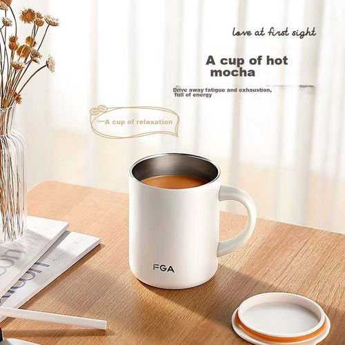 Fuguang Mark Taza para café 420ml,acero inoxidable,blanco