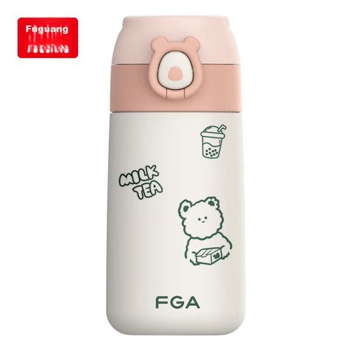 Fuguang Termo aislada 380ml, acero inoxidable, blanco con rosa