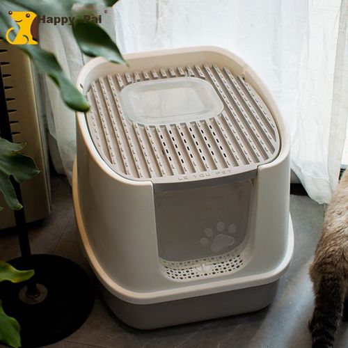Arenero para gato con puerta Gris y Blanco