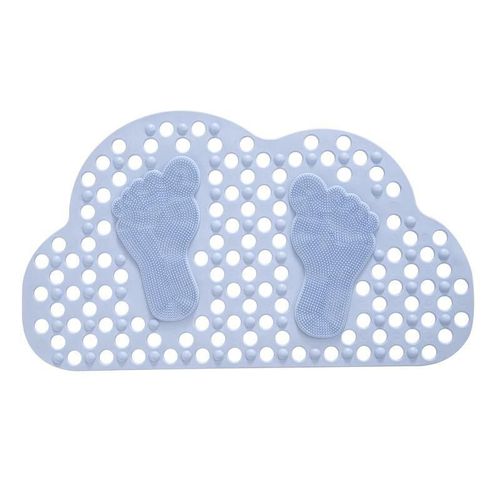 Tapete para baño antideslizante de pies azul