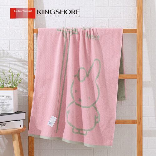 Toalla de baño estampado dibujo conejo 140x75cm Rosa