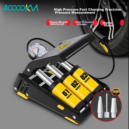 Inflador eléctrico de pie con manómetro