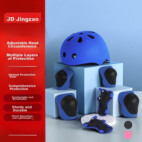 Set de casco y protección infantil 7pzas Azul