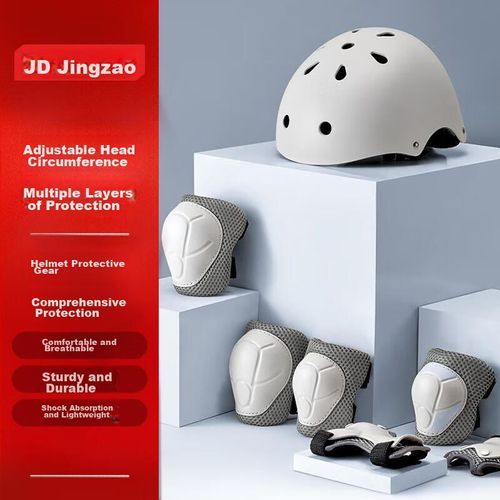Set de casco y protección infantil 7pzas Blanco