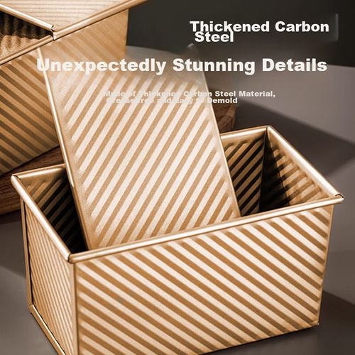 Molde rectangular para hornear con tapa 20x10.2cm Dorado