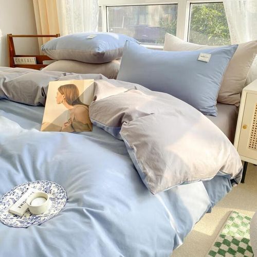 Funda Edredón lisa 150x200cm Poliéster Azul/Gris