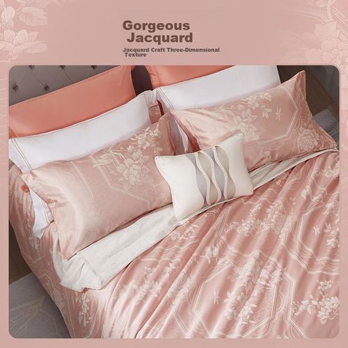 Juego de Cama FUANNA Jacquard Romántico 4 Piezas Matrimonial