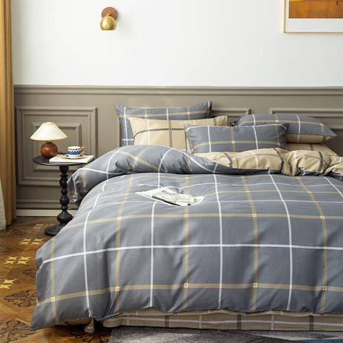 Funda Edredón de cuadros 203x229cm 100% algodón Azul 1pza