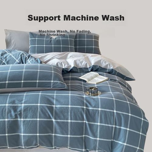 Funda de Edredón cuadros 100% algodón 180x220cm Azul 1pza