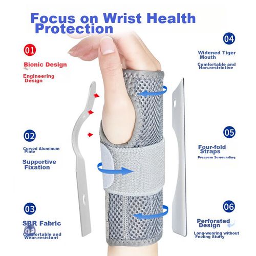 Férula de muñeca ergonómica ajustable con soporte de aluminio