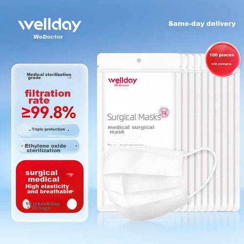 Cubrebocas Wellday Quirúrgico Blanco Desechable Unisex