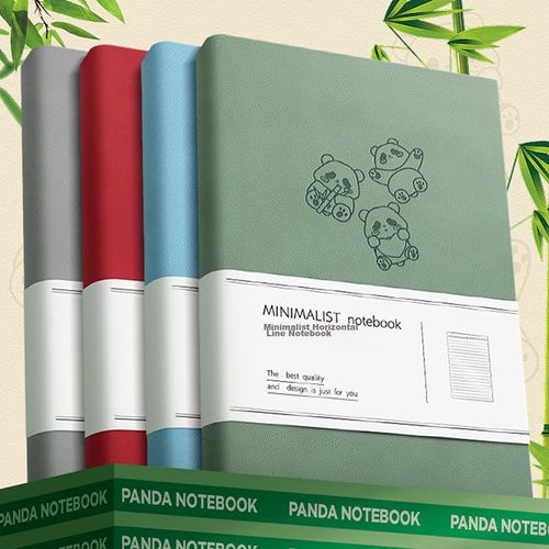 Cuaderno Cuero PU Suave A5 120 hojas Diseño Panda Paquete 4