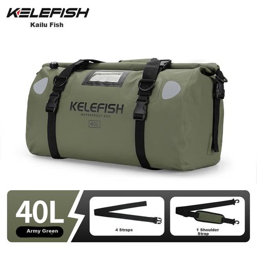 KELEFISH Bolsa Trasera Impermeable para Moto, 40L, Verde Militar