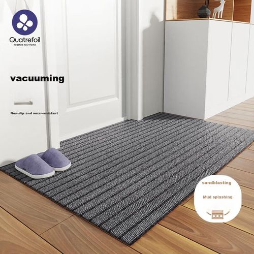 Tapete Quatrefoil Entrada 60X90 Cm Rayas Grises Antideslizante