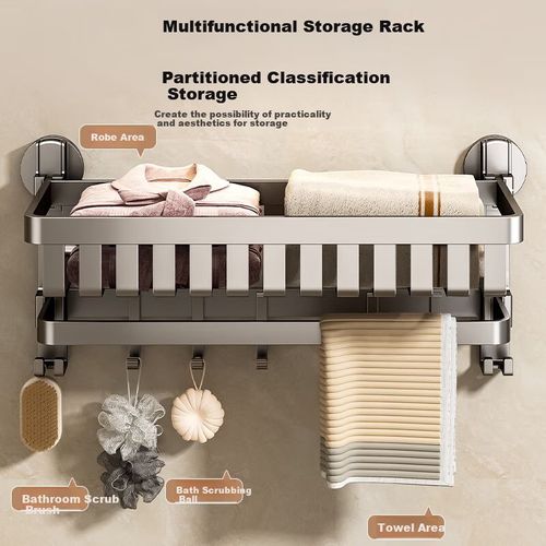 Toallero Baihan Con Ventosa Y Repisa Sin Taladro