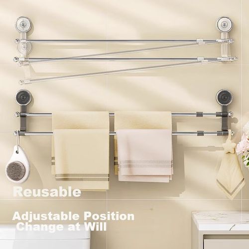 Toallero Jialifang Con Ventosas Acero Inoxidable Plateado Transparente