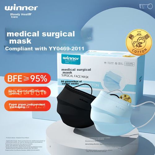 Cubrebocas Wenjian Quirúrgico 50 Piezas Capa Algodón Unisex