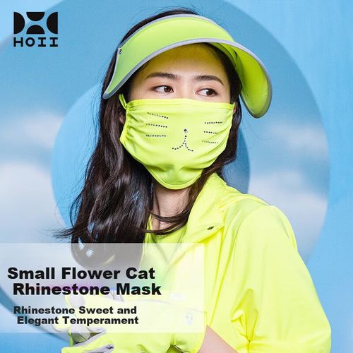 Cubrebocas Hoii Little Cat Water Diamond Amarillo Unisex