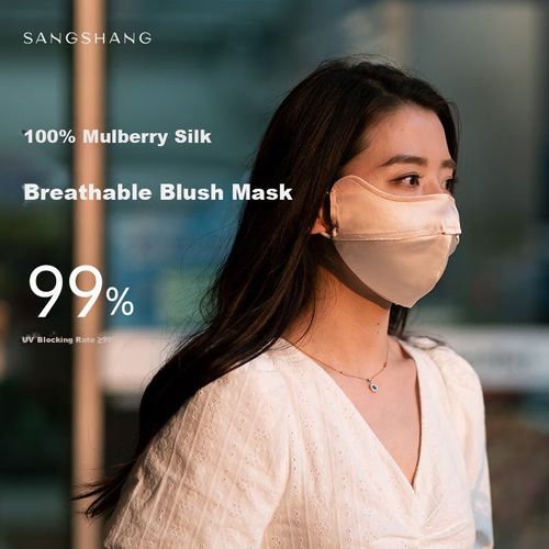 Cubrebocas Sangshang Seda Degradado Rosa Durazno Unisex