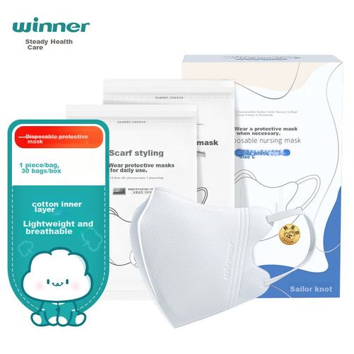 Cubrebocas Wenjian 3D Desechable Blanco Talla L Unisex