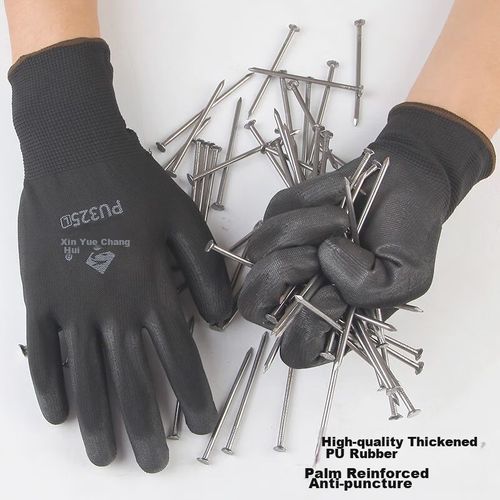 Guantes Xinyuechanghui PU508 nylon recubiertos PU negros talla L para trabajo paquete 12 pares