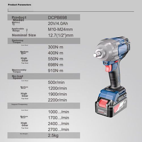 Llave Eléctrica Dongcheng Dcpb698 1/2 Pulg 750W 20V