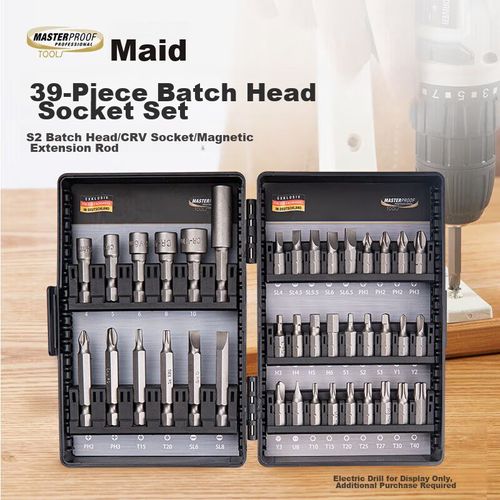 Juego De Desarmador Masterproof 39 Piezas Puntas Y Dados Acero Crv/S2