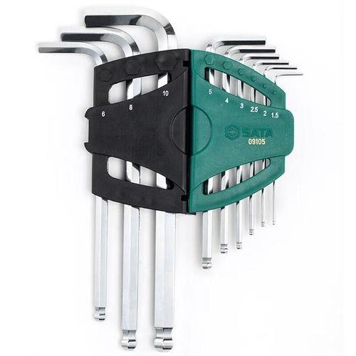 Llaves Hexagonales Sata 25115 9 Piezas Métrico Largo Extremo Bola