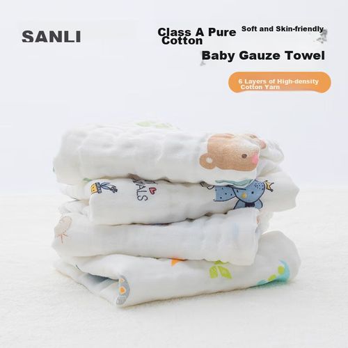 Toalla Sanli Gasa 6 Capas 25X50 Cm Paquete 4 Piezas Bebé