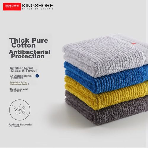 Toalla Facial King Shore 70X34Cm Algodón Antibacteriana 3Pzas