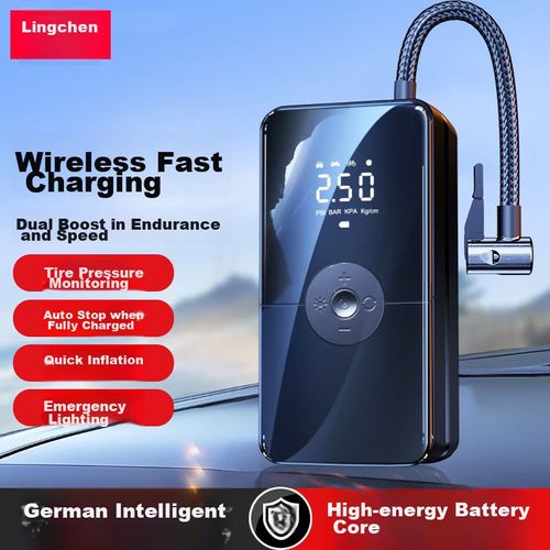 Inflador Inalámbrico Lingchen, Medidor De Presión, Pantalla Digital