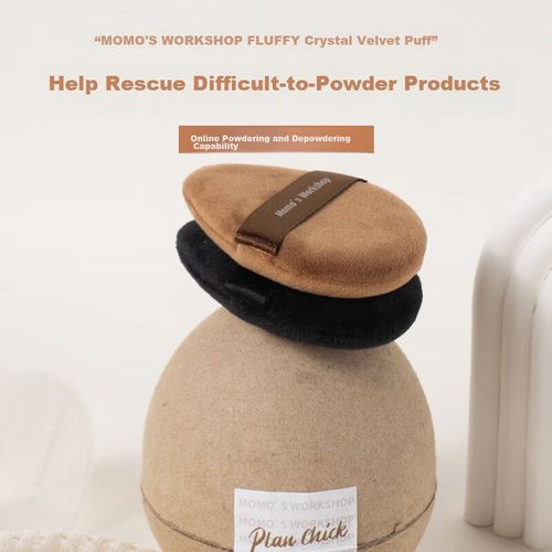 Esponja De Maquillaje Momo'S Workshop Puff Terciopelo Negro Y Marrón