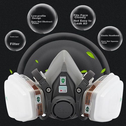 Mascarilla Respirador 3M 6200 Con Cartucho 6005 Para Gases Y Polvo